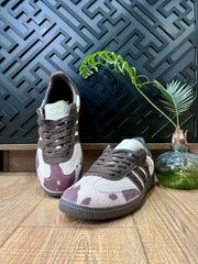 adidas Samba Low-Top Sneakers in White and Purple Print