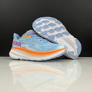 HOKA Clifton 9 Blue and Orange Running Shoes